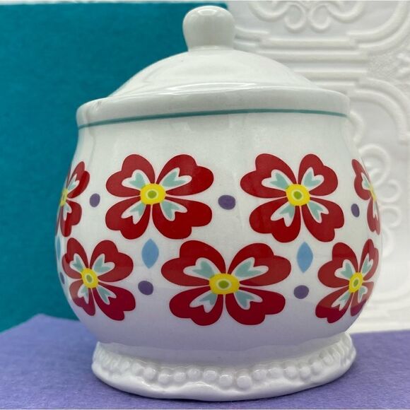 The Pioneer Woman Flea Market Flower Dot Pattern Ceramic SUGAR BOWL ONLY w/ Lid - Picture 2 of 16